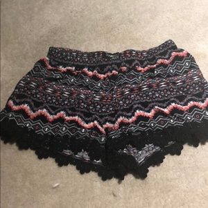 Aztec black,peach, grey flowy shorts